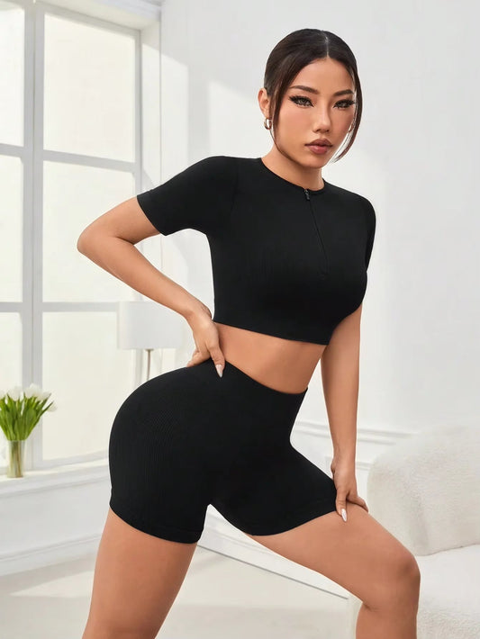 Crop Top y Short - Set de 2 Piezas - Deportiva Fit Shop - Crop Top y Short - Set de 2 Piezas ropa deportiva para mujer - Deportiva Fit Shop